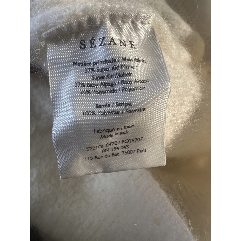 Sezane Gaspard Super Kid Mohair Baby Alpaca Ecru Cardigan Sweater XXS Luxury - Picture 8 of 14
